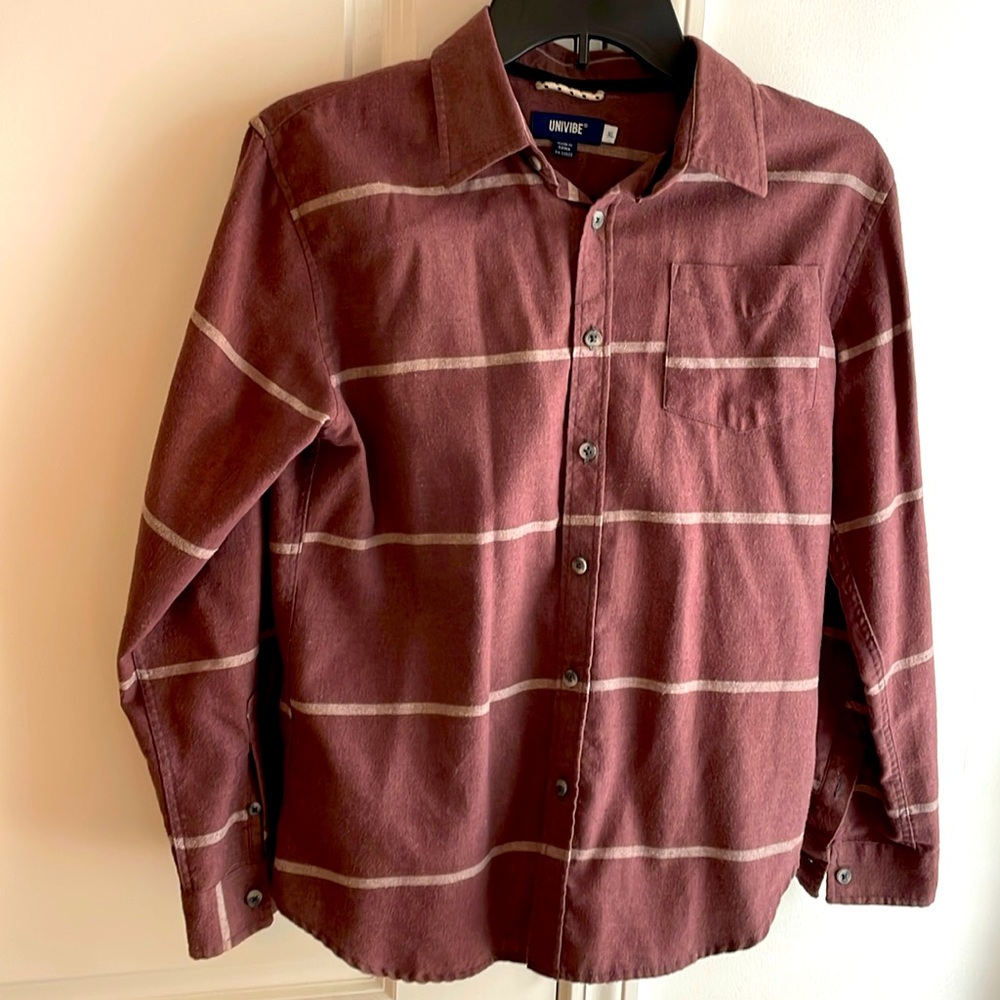 Youth Univibe Flannel Shirt XL Brown Stripe